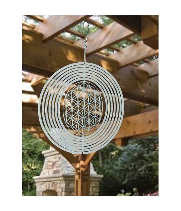 NATURE'S MELODY Windspiel Cosmo Blume Des Lebens, Ø 20 X 29,3 Cm, Silber 4 NATURE'S MELODY Windspiel Cosmo Blume Des Lebens, Ø 20 X 29,3 Cm, Silber – Bild 2