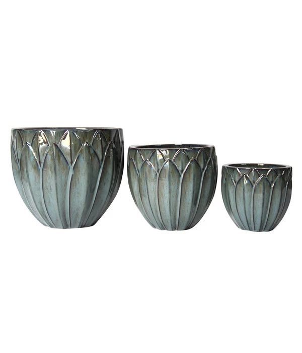 Dehner Keramik-Topf Kassandria, Rund, Grün-blau 5 Dehner Keramik-Topf Kassandria, Rund, Grün-blau – Bild 3