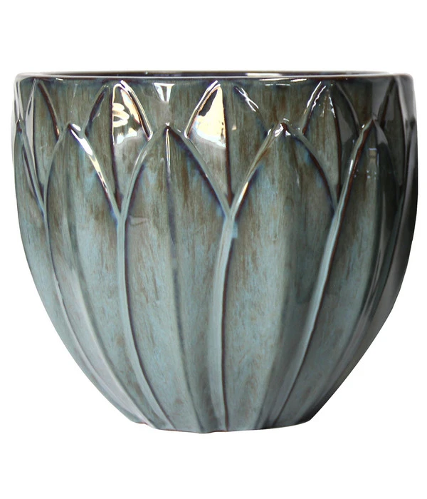 Dehner Keramik-Topf Kassandria, Rund, Grün-blau 3 Dehner Keramik-Topf Kassandria, Rund, Grün-blau