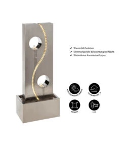 Dehner Edelstahl-Gartenbrunnen Shanghai, Ca. B41/H101,5/T25 Cm -Elho Aussenbereich Geschaft 4445524 WE IG 001 DehnerEdelstahlGartenbrunnenShanghai