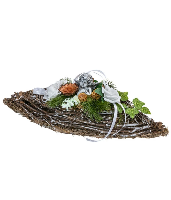 Grabgesteck Bristol, Oval, Weiß, Ca. B40/H14/T14 Cm 3 Grabgesteck Bristol, Oval, Weiß, Ca. B40/H14/T14 Cm