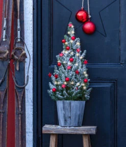 Geschmückter Weihnachtsbaum Wood, Mit Lichterkette, Ca. H50 Cm -Elho Aussenbereich Geschaft 6552640 WE MO 001 WeihnachtsbaeumchenWoodRot19cmLED