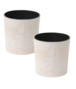 Siena Garden Kunststoff-Topf ECO Lens, Rund, Weiß, Ca. Ø25/H25,5 Cm, 2er-Set