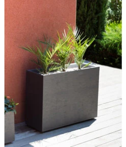 EDA-plastiques Kunststoff-Kasten Graphit, Gerillt, Anthrazit -Elho Aussenbereich Geschaft 6763932 WE MO 001 PflanzkastenGrap79cm