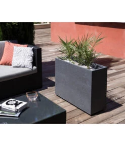 EDA-plastiques Kunststoff-Kasten Graphit, Gerillt, Anthrazit -Elho Aussenbereich Geschaft 6763932 WE MO 002 PflanzkastenGrap79cm