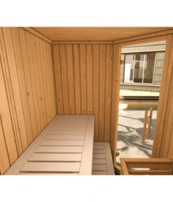 Weka Ecksauna Varberg Mit Glastür -Elho Aussenbereich Geschaft 6914253 WE DE 001 WekaSaunaVarbergmitGlastuer