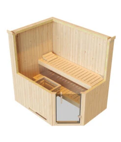 Weka Ecksauna Varberg Mit Glastür -Elho Aussenbereich Geschaft 6914253 WE DE 003 WekaSaunaVarbergmitGlastuer