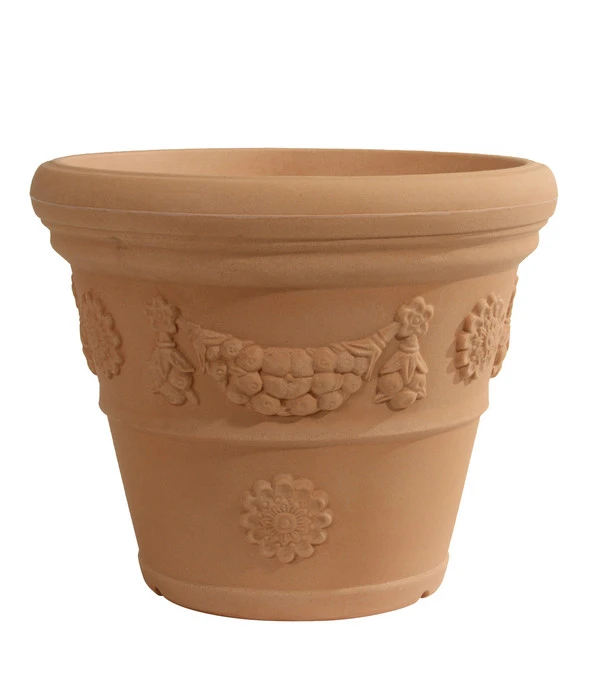 Farmet New Kunststoff-Topf Festonato, Rund, Terrakotta, Inkl. Untersetzer 4 Farmet New Kunststoff-Topf Festonato, Rund, Terrakotta, Inkl. Untersetzer – Bild 2